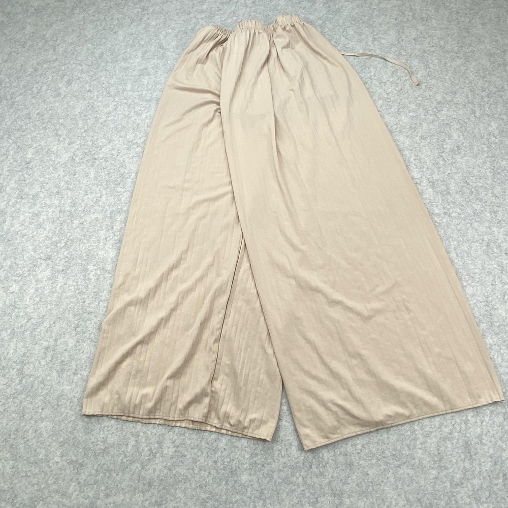 Uniqlo Pants Womens XS (22x27) Beige Wide Leg Crepe Drawstring Pull On Lounge